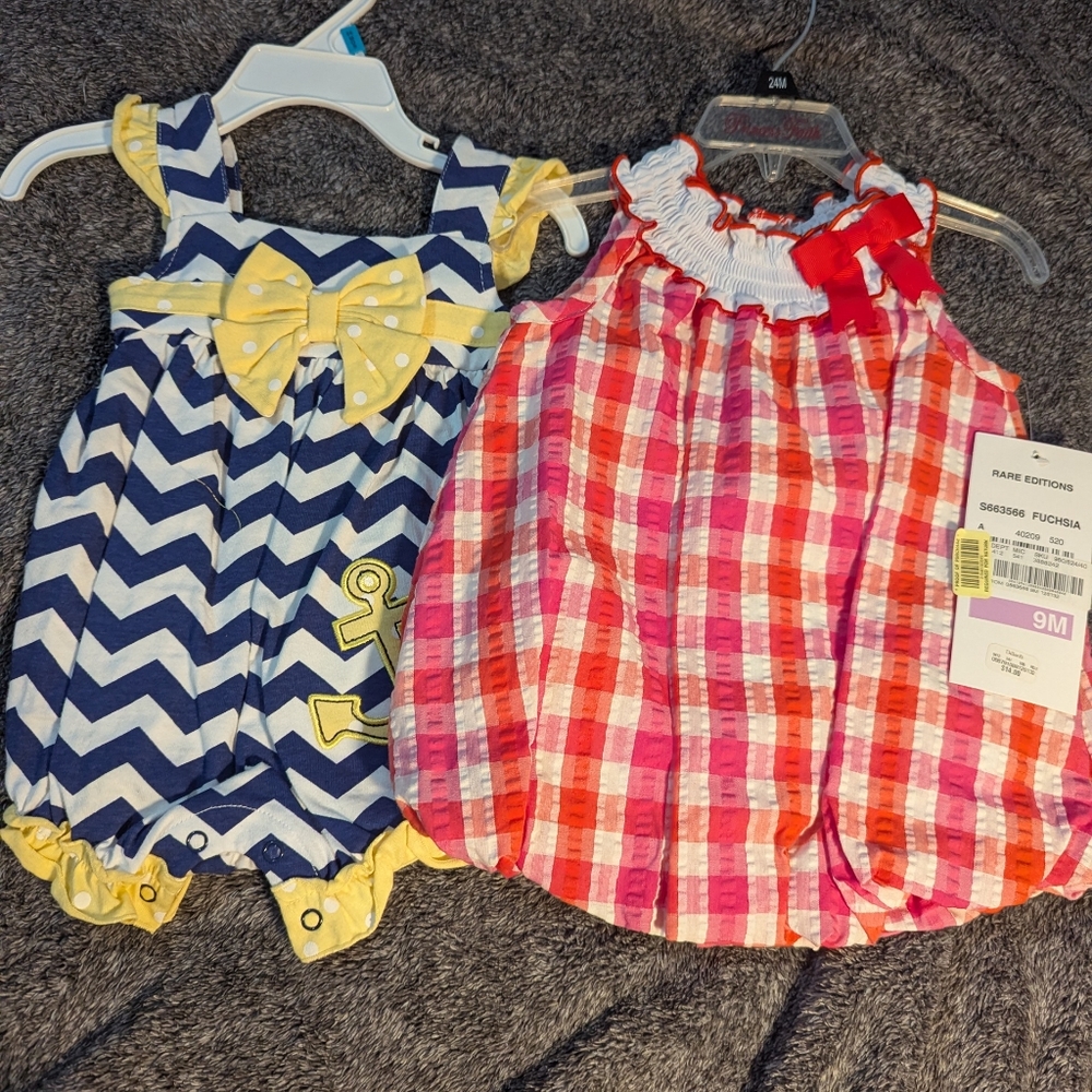 Nautical Baby Romper and Plaid Dress Set